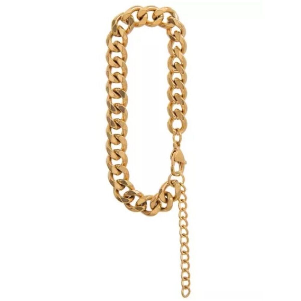 New 7” the Jewelry Shoppe 18K Gold Plated Stainless Steel Curb Chain Bracelet
